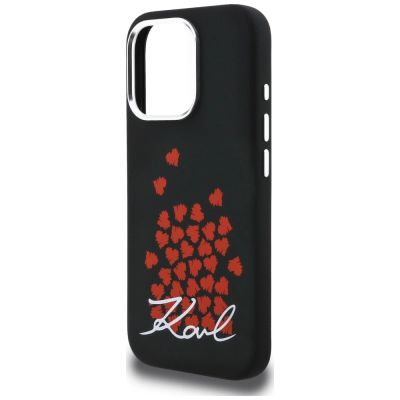 6. Karl Lagerfeld Silikonhülle mit Herzlogo und MagSafe-Funktion für iPhone 16 Pro Max – Schwarz