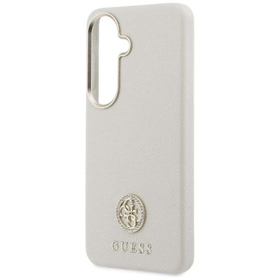 6. Guess Strass-Logo-Hülle mit rundem Logo für Samsung Galaxy S26 – Beige