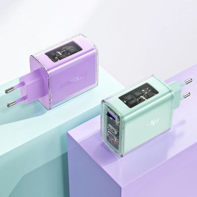 8. Acefast GaN Ladegerät 65W 3 Ports (1xUSB, 2xUSB C) grün (A45)