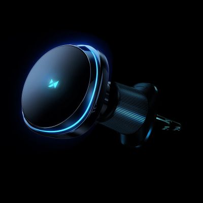 11. Wozinsky WCT5-Q6S2Y Autohalterung mit Qi/MagSafe 15W induktivem Ladegerät für Lüftungsgitter mit Ventilator - Schwarz