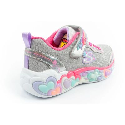 4. Skechers S Lights LED Kinderschuhe mit Klettverschluss für Mädchen, Grau