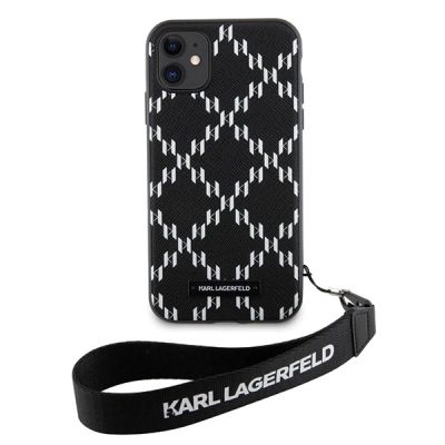 3. Karl Lagerfeld KLHCN61SAKLMBSK iPhone 11 / Xr 6,1" schwarz/schwarzes Hardcase Monogram Losange Saffiano