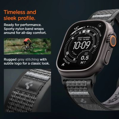 7. Spigen Athlex Air 2 Armband für Apple Watch 44/45/46/49 mm – Schwarz und Grau