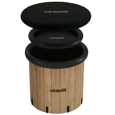 53. VIRTUFIT EISBAD XXL - 375 LITER - HOLZIMITAT - MIT ZUBEHÖR