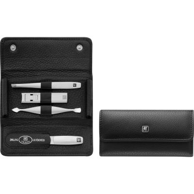 2. ZWILLING 97712-004-0 Twinox Reiseset – Schwarzes Lederetui, 4-teilig