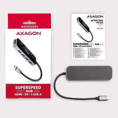 8. Axagon HMC-6H4A Kabelgebundene Dockingstation USB 3.2 Gen 1 (3.1 Gen 1) Typ-C Schwarz, Grau