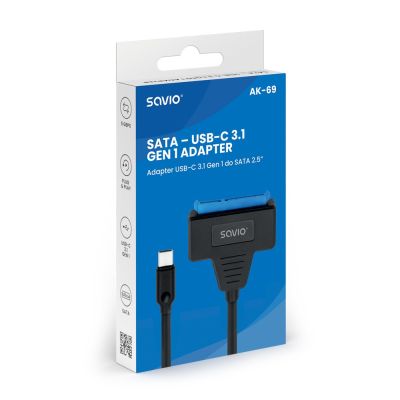 4. SAVIO Adapter USB-C 3.1 Gen 1 (M) - SATA (F) für 2,5"-Laufwerke AK-69