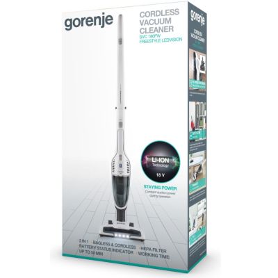 2. Gorenje SVC180FW 2-in-1 Akku-Standstaubsauger mit HEPA-Filter, beutellos, 0,6 l, weiß
