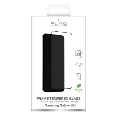 2. Puro Frame Panzerglas für Samsung Galaxy S26 – mit schwarzem Rahmen