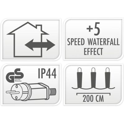 21. Weihnachtsbaumbeleuchtung, Lichtvorhang, Wasserfall, für den Außenbereich, 220 LEDs, kaltweiß, 5 Geschwindigkeiten
