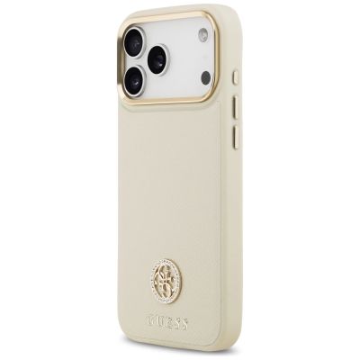 2. Guess Grained Strass Logo MagSafe Hülle für iPhone 17 Pro Max - Beige