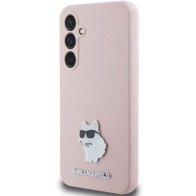 2. Karl Lagerfeld Choupette Metal Pin-Hülle aus Silikon für Samsung Galaxy S23 FE – Rosa