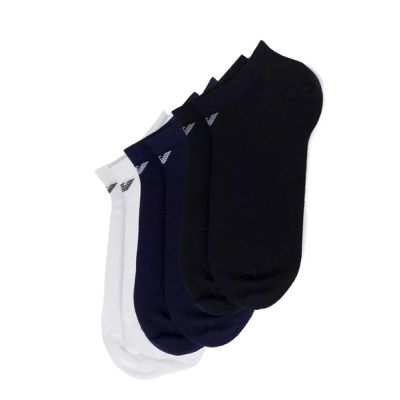 Emporio Armani Calza Knöchelsocken aus Baumwolle, bequem, 3er-Pack, Marineblau, Schwarz, Weiß