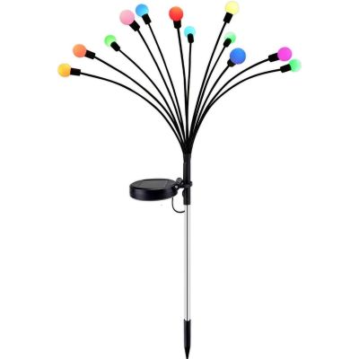 Solarlampe tanzt im Wind, bunte Kugeln, 12 LEDs, 72 cm