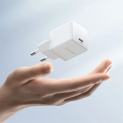 7. Baseus Palm 1C 20W Wandladegerät (mit Baseus Mini White USB-C 60W (20V/3A) 1m Kabel) - Weiß