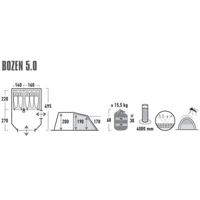 9. High Peak Bozen 5.0 Familienzelt 11836
