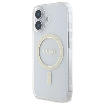 2. Guess GUHMP16MHFGERET iPhone 16 Plus 6,7" transparentes Hardcase IML Glitter Circle MagSafe