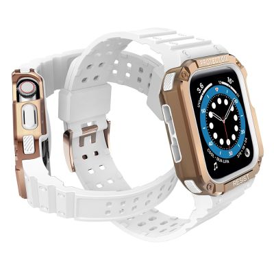 3. Schutzarmband für Apple Watch 38/40/41 mm Panzergehäuse-Armband - Weiß, Roségold