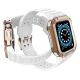 3. Schutzarmband für Apple Watch 38/40/41 mm Panzergehäuse-Armband - Weiß, Roségold