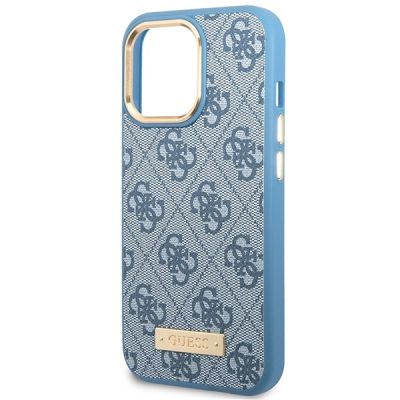 6. Guess GUHMP14LU4GPRB iPhone 14 Pro 6,1" blau/blaue Hartschale 4G Logo Plate MagSafe