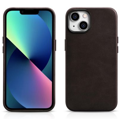 16. iCarer Oil Wax Premium Ledertasche iPhone 14 Plus Magnetische Ledertasche mit MagSafe Braun (WMI14220703-BN)