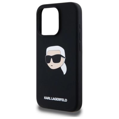 6. Karl Lagerfeld KLHMP15LSKHPPLK iPhone 15 Pro 6,1" schwarz/schwarz Hardcase Silikon Karl Head Print MagSafe