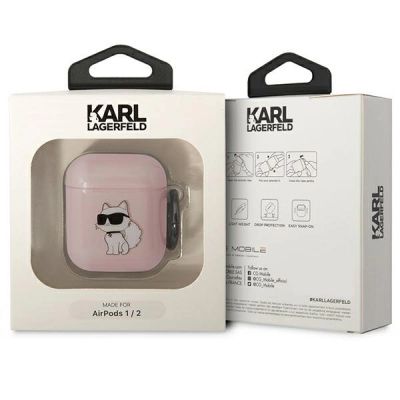3. Karl Lagerfeld KLA2HNCHTCP Airpods 1/2 Cover Pink/Pink Ikonik Choupette