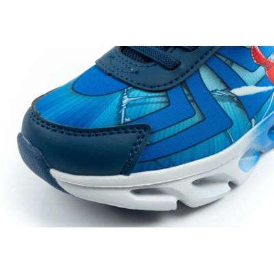 6. Leomil Kinder-Sportschuhe Spiderman-Sneaker, leicht, mit Klettverschluss, blaue LED-Beleuchtung