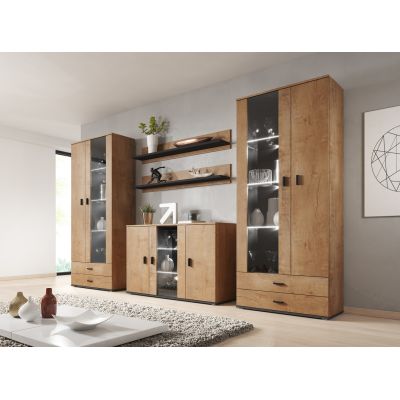 8. Regal 125 cm (2 Stück) SOHO Lefkas Eiche + Schwarz