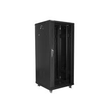 Lanberg FF01-6627-12B Rack-Schrank (27 HE; 19 Zoll; 1390 mm / 600 mm / 600 mm; Standgerät; Glas; 800 kg; schwarz)