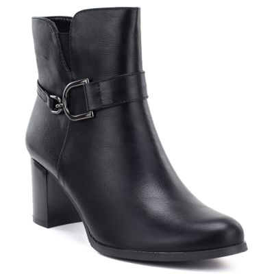 Gefütterte Damen-Ankle-Boots mit Blockabsatz, schwarz, M.Daszyński SA125-32