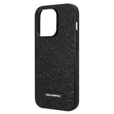 6. Karl Lagerfeld Glitzer-Logo-Hülle für iPhone 14 Pro Max – Schwarz