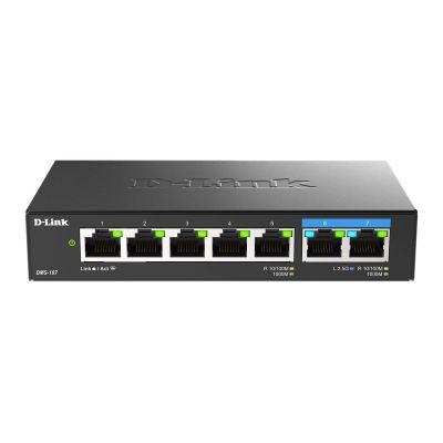 D-Link DMS-107/E Netzwerk-Switch, unmanaged Gigabit Ethernet (10/100/1000), Schwarz
