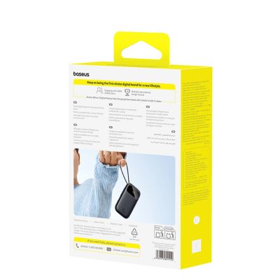 4. Baseus EnerFill FC31 20000mAh 45W Powerbank mit Digitalanzeige und 2 integrierten USB-C-Kabeln – Schwarz