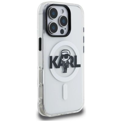 4. Karl Lagerfeld IML Karl Sketch Logo MagSafe Hülle für iPhone 16 Pro - Transparent
