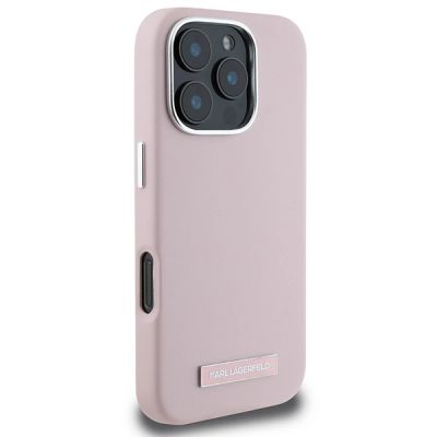 4. Karl Lagerfeld FW Metal Plate MagSafe Hülle für iPhone 16 Pro – Rosa