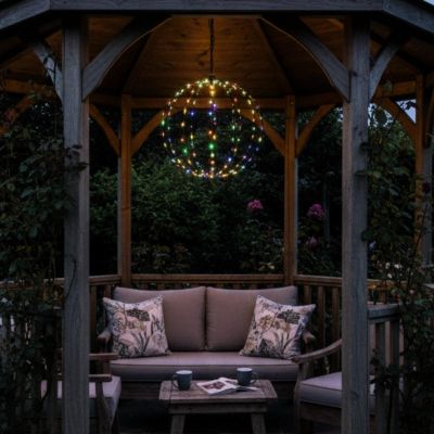 6. Solar-Hängelampe, Kugel, 30 cm, 120 LEDs, mehrfarbig