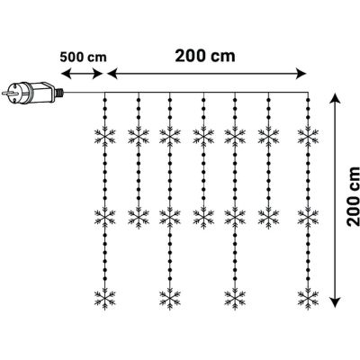10. Weihnachtsbaumbeleuchtung, Lichtervorhang 200x200 cm, 408 LEDs, Schneeflocken, mehrfarbig