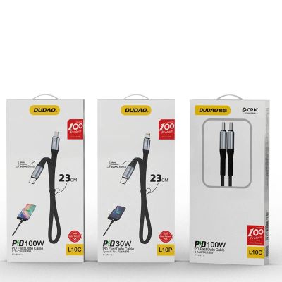 5. Dudao L10C USB-C – USB-C PD-Kabel 100 W 5 A 0,23 m – Schwarz