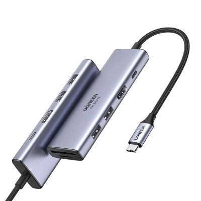 2. Ugreen 6in1 multifunktionaler USB Typ C HUB – 2x USB 3.2 Gen 1 / HDMI 4K 60Hz / SD- und TF-Kartenleser / USB Typ C PD 100W grau (60384 CM511)