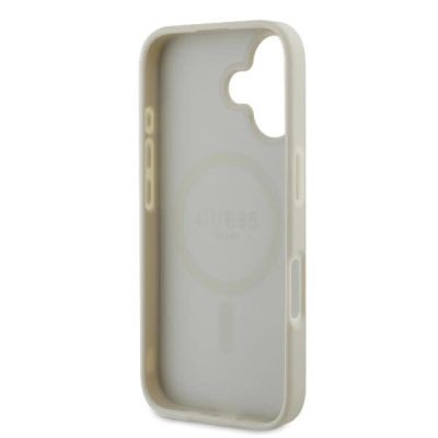 7. Guess MagSafe Hülle mit Pfingstrosen-Schriftzug für iPhone 16 – Weiß