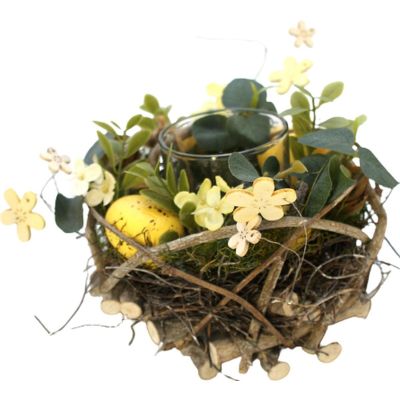 6. Dekorativer gelber Kerzenhalter 16 cm für Teelichter