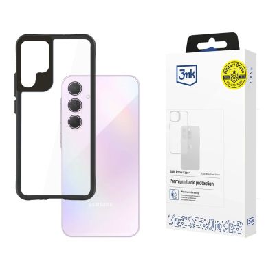 3mk Satin Armor Case+ Hülle für Samsung Galaxy A35 5G – transparent mit schwarzem Rahmen