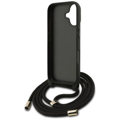 6. Guess 4G Big Logo Cord Strap Crossbody Case für iPhone 17 - Schwarz