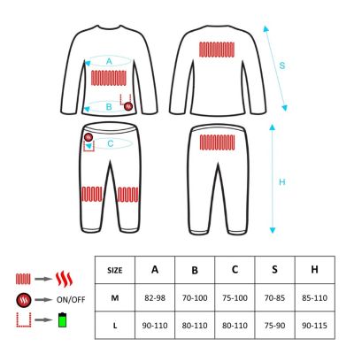 25. GLOVII Beheizbares Thermoaktiv-Unterwäsche-Set, Sweatshirt und Hose, Größe M, Orange, inklusive Batterien und Ladegerät, GXRM
