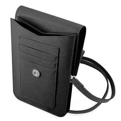 4. Guess Handtasche GUWBSATMBK schwarz / schwarzes Saffiano-Dreieck