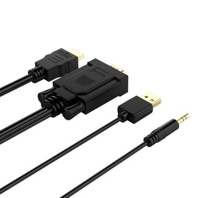 6. Orico XD-VATH VGA- und 3,5-mm-Klinkenstecker-auf-HDMI-Full-HD-60-Hz-Kabel mit USB-Stromversorgung, 5 m – Schwarz