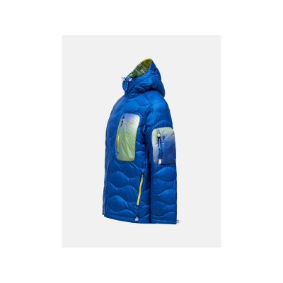 3. Herren-Daunenjacke PEAK PERFORMANCE M Helium Aop Utility Down Hood blau