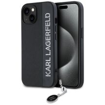 Karl Lagerfeld Saffiano Rhinestones & Charm Hülle für iPhone 15 / 14 / 13 – Schwarz