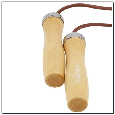 3. Leder-Springseil mit Holzgriff HMS SK07 